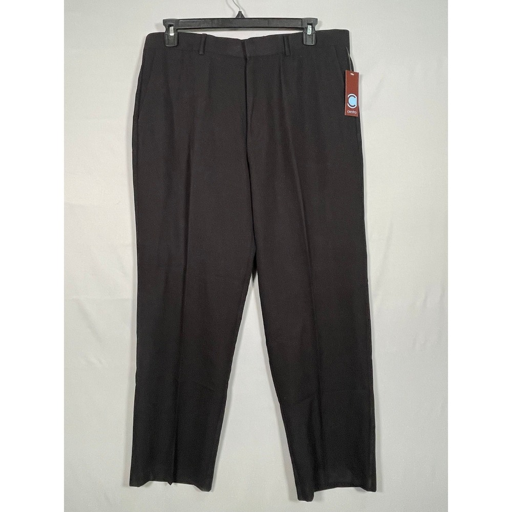 Centro Mens Black Flat Front Dress Pants Trousers‎ 38x32 Z8SB0598 001 NEW